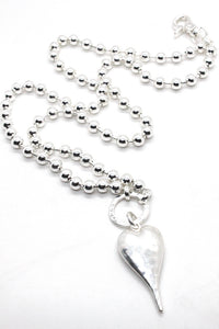 Large Silver Heart Necklace to Wear Short or Long -The Classics Collection- N2-2180