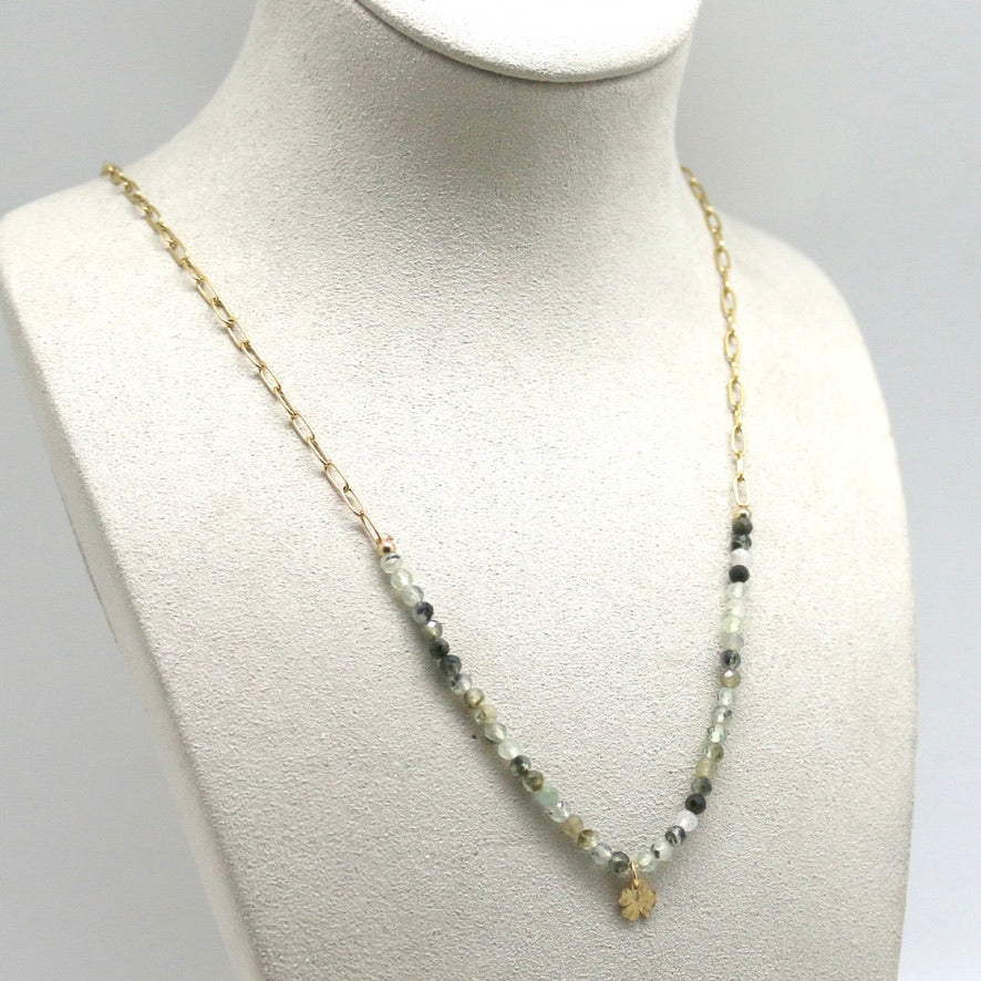 Prehnite and 24K Gold Plate Necklace or Bracelet -French Flair Collection- N2-2153