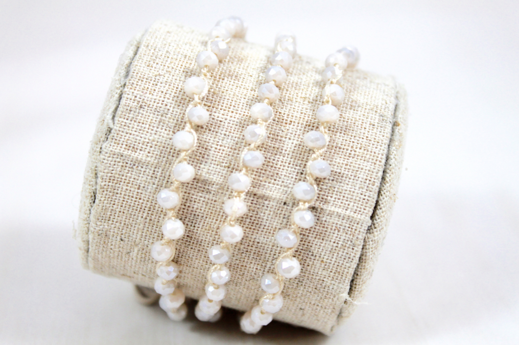 Hand Knotted Convertible Crochet Bracelet, Necklace or Headband, Crystals - WR3-Gardenia