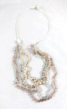 Load image into Gallery viewer, Pastel Semi Precious Stone Mix Hand Knotted Long Necklace on Genuine Leather -Layers Collection- N5-045