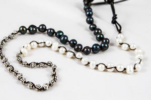 Hand Knotted Convertible Crochet Bracelet, Necklace, or Headband, Freshwater Pearl Mix - WR-046