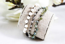 Load image into Gallery viewer, Hand Knotted Convertible Crochet Bracelet, Necklace, or Headband, Freshwater Pearls and Crystals - WR-096

