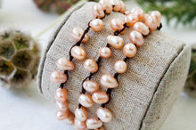 Load image into Gallery viewer, Hand Knotted Convertible Crochet Bracelet, Necklace, or Headband, Freshwater Pearls - WR-028
