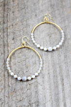 Load image into Gallery viewer, Semi Precious Stone and Gold Seed Bead Hoop Earrings - E021-G

