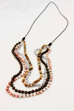 Load image into Gallery viewer, Large Semi Precious Stone Hand Knotted Long Necklace on Genuine Leather -Layers Collection- NLL-M46