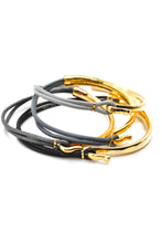 Load image into Gallery viewer, 24K Gold Plate and Leather Bangles -4 bracelets- combo #7
