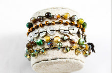 Load image into Gallery viewer, Hand Knotted Convertible Crochet Bracelet or Necklace, Crystals and Stones Mix - WR-097
