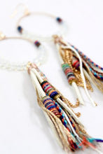 Load image into Gallery viewer, Crystal Beaded Hoop Earrings with Tassel - E001-42T
