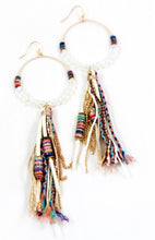Load image into Gallery viewer, Crystal Beaded Hoop Earrings with Tassel - E001-42T

