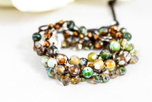 Load image into Gallery viewer, Hand Knotted Convertible Crochet Bracelet or Necklace, Crystals and Stones Mix - WR-097
