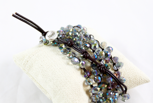 Hand Knotted Convertible Crochet Bracelet or Necklace, Crystals - WR5-049