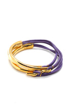 Load image into Gallery viewer, Mauve Leather + 24K Gold Plate Bangle Bracelet
