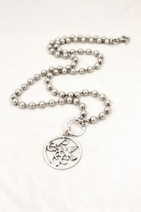 Convertible Short or Long Silver Ball Chain with Peace Bird Charm -The Classics Collection- N2-887