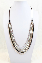 Load image into Gallery viewer, Freshwater Pearl Mix Hand Knotted Long Necklace on Genuine Leather -Layers Collection- NLL-Chicory
