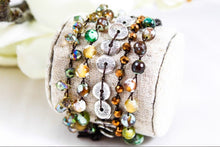 Load image into Gallery viewer, Hand Knotted Convertible Crochet Bracelet or Necklace, Crystals and Stones Mix - WR-097