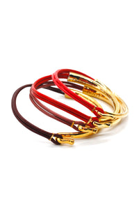 24K Gold Plate and Leather Bangles -4 bracelets- combo #5
