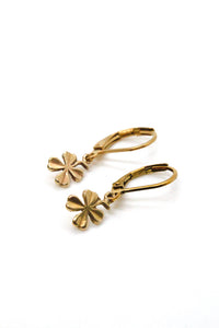 Bronze Mini Lucky Shamrock Charm Earrings -French Medal Collection- E6-004