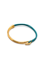 Load image into Gallery viewer, Mermaid Leather + 24K Gold Plate Bangle Bracelet
