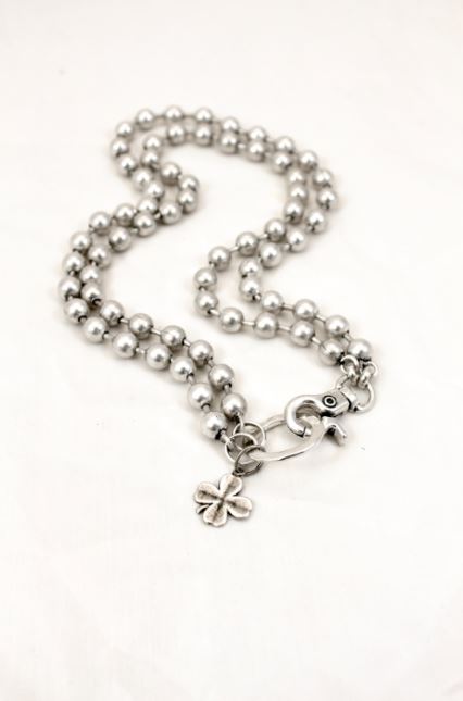 Convertible Short or Long Silver Ball Chain Lucky Shamrock -The Classics Collection- N2-892
