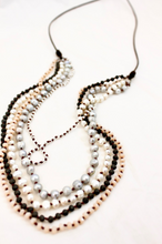 Load image into Gallery viewer, Freshwater Pearl Mix Hand Knotted Long Necklace on Genuine Leather -Layers Collection- NLL-Chicory