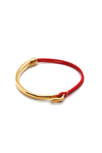 Load image into Gallery viewer, Strawberry Leather + 24K Gold Plate Bangle Bracelet
