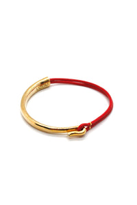 Strawberry Leather + 24K Gold Plate Bangle Bracelet