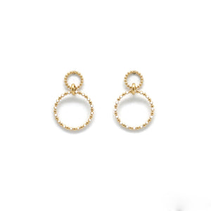 Barely There Double Disc Earrings with White Enamel Dots -French Flair Collection- E4-110