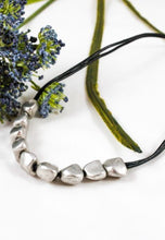Load image into Gallery viewer, Black Leather Cord with Silver Chunks -The Classics Collection- N5-077
