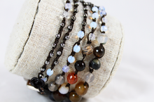 Load image into Gallery viewer, Hand Knotted Convertible Crochet Bracelet or Necklace, Crystals and Stones Mix - WR5-50shades
