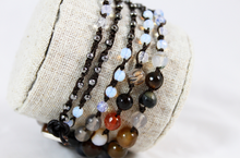Load image into Gallery viewer, Hand Knotted Convertible Crochet Bracelet or Necklace, Crystals and Stones Mix - WR5-50shades