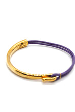 Load image into Gallery viewer, Mauve Leather + 24K Gold Plate Bangle Bracelet
