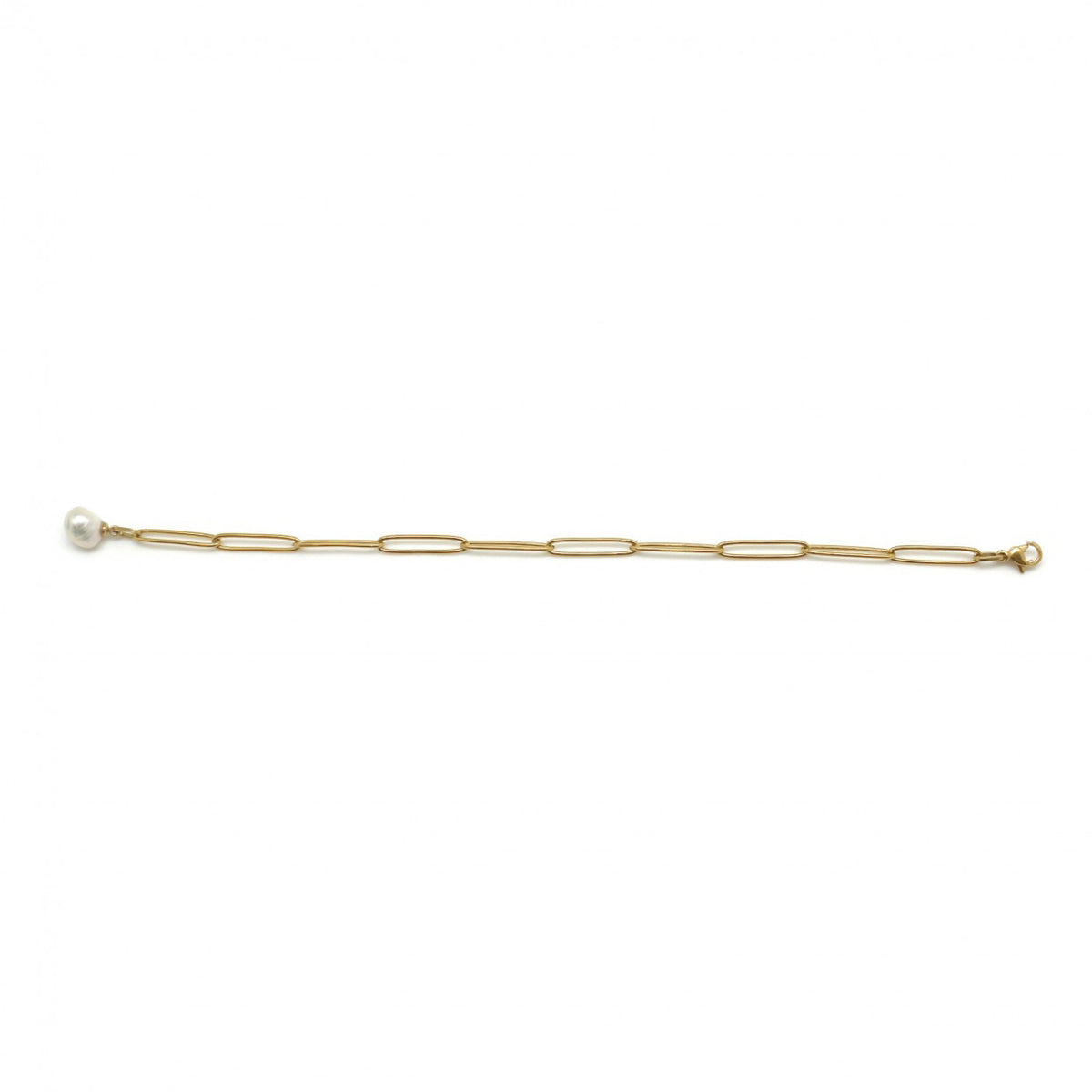 Gold Link Bracelet with Pearl - French Flair Collection - B1-2000