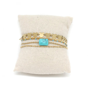 Heart Turquoise and Gold Chain Bracelet - French Flair Collection - B1-2013