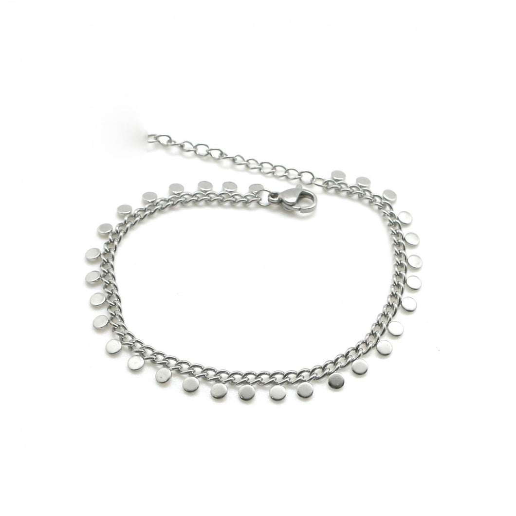 Mini Silver Disc Chain Bracelet -French Flair Collection- B1-2030