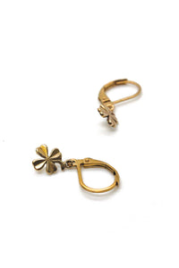 Bronze Mini Lucky Shamrock Charm Earrings -French Medal Collection- E6-004