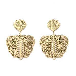 24K Gold Plated Filigree Dangle Earrings -French Flair Collection- E4-078
