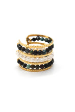 Load image into Gallery viewer, African Turquoise and Tiny Pearls Ring - French Flair Collection - R1-024
