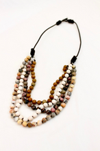 Load image into Gallery viewer, Large Semi Precious Stone Hand Knotted Short Necklace on Genuine Leather -Layers Collection- NLS-M51
