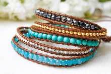 Load image into Gallery viewer, Tahoe - Turquoise Mix Leather Wrap Bracelet
