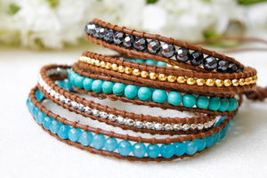 Tahoe - Turquoise Mix Leather Wrap Bracelet