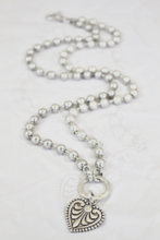 Load image into Gallery viewer, Convertible Short or Long Heart Fleur de Lis Ball Chain Necklace -The Classics Collection- N2-229