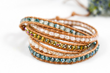 Load image into Gallery viewer, Blossom - Pastel Glass Crystal Mix Leather Wrap Bracelet
