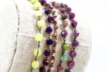 Load image into Gallery viewer, Hand Knotted Convertible Crochet Bracelet or Necklace, Crystals and Stones Mix - WR5-Grape