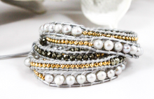 Load image into Gallery viewer, Luxury - Freshwater Pearl and 24K Gold Plate Wrap Bracelet
