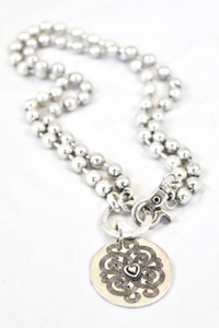 Convertible Necklace Short or Long With Heart Design Disc -The Classics Collection- N2-228