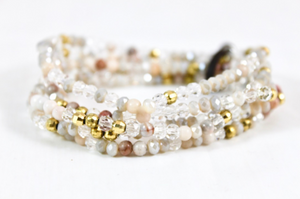 Semi Precious Stone and Crystal Mix Luxury Stack Bracelet - BL-Darling