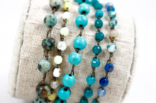 Load image into Gallery viewer, Hand Knotted Convertible Crochet Bracelet or Necklace, Stones Mix - WR5-Nature