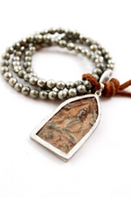 Load image into Gallery viewer, Pyrite Stack Bracelet with Large Reversible Buddha Charm -The Buddha Collection- BL-PYBB
