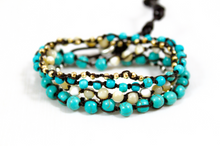 Load image into Gallery viewer, Hand Knotted Convertible Crochet Bracelet or Necklace, Turquoise Mix - WR5-Eclipse