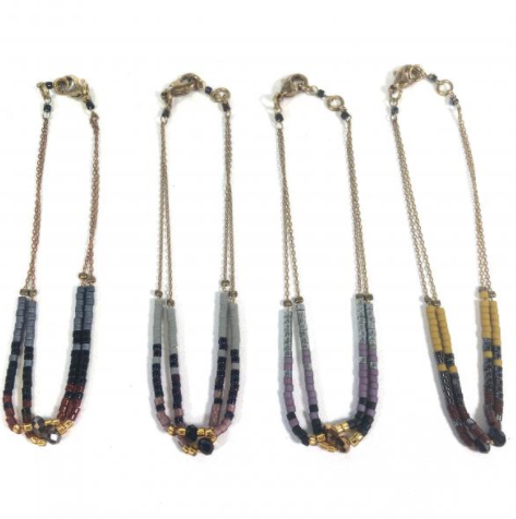 Seed Bead Bracelet on Delicate Chain - BL-G6